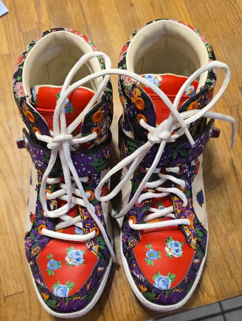 Coach Ladies Floral Red and Purple Low-Top Sneakers - Picture 2 of 11
